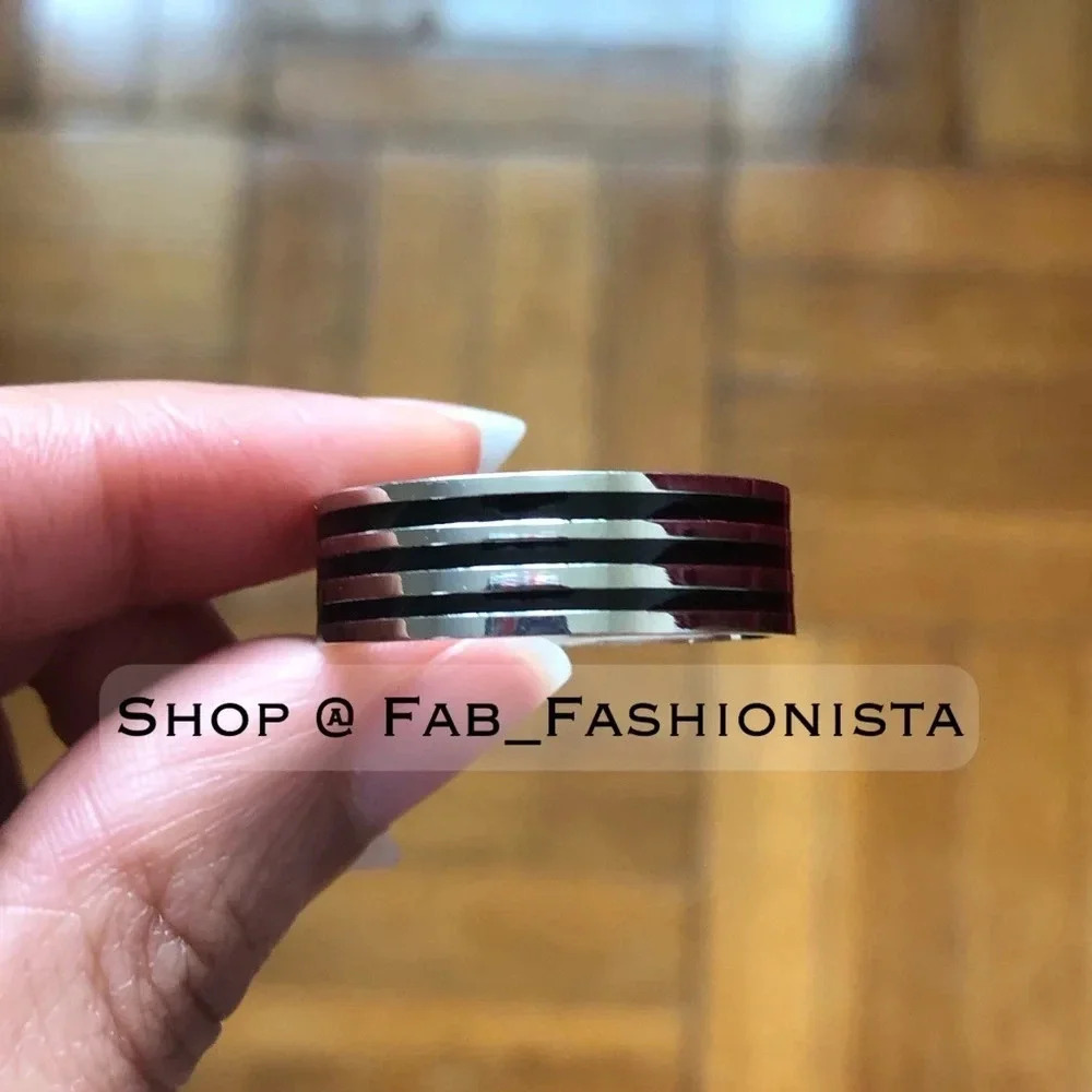 Silver Black Titanium wedding casual band size 12.5